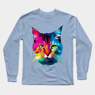 Colorful Cat ; animals Long Sleeve T-Shirt